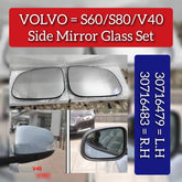 Side Rearview Wing Side Mirror Glass Left 30716479 & Right 30716483 Compatible With VOLVO S60 II (134) & S80 II (124) & V40 Hatchback (525)